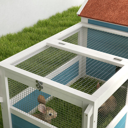 Pawhut Conejera Exterior De Madera Con 2 Ventanas 162,5x59,2x77,6 Cm Azul_4