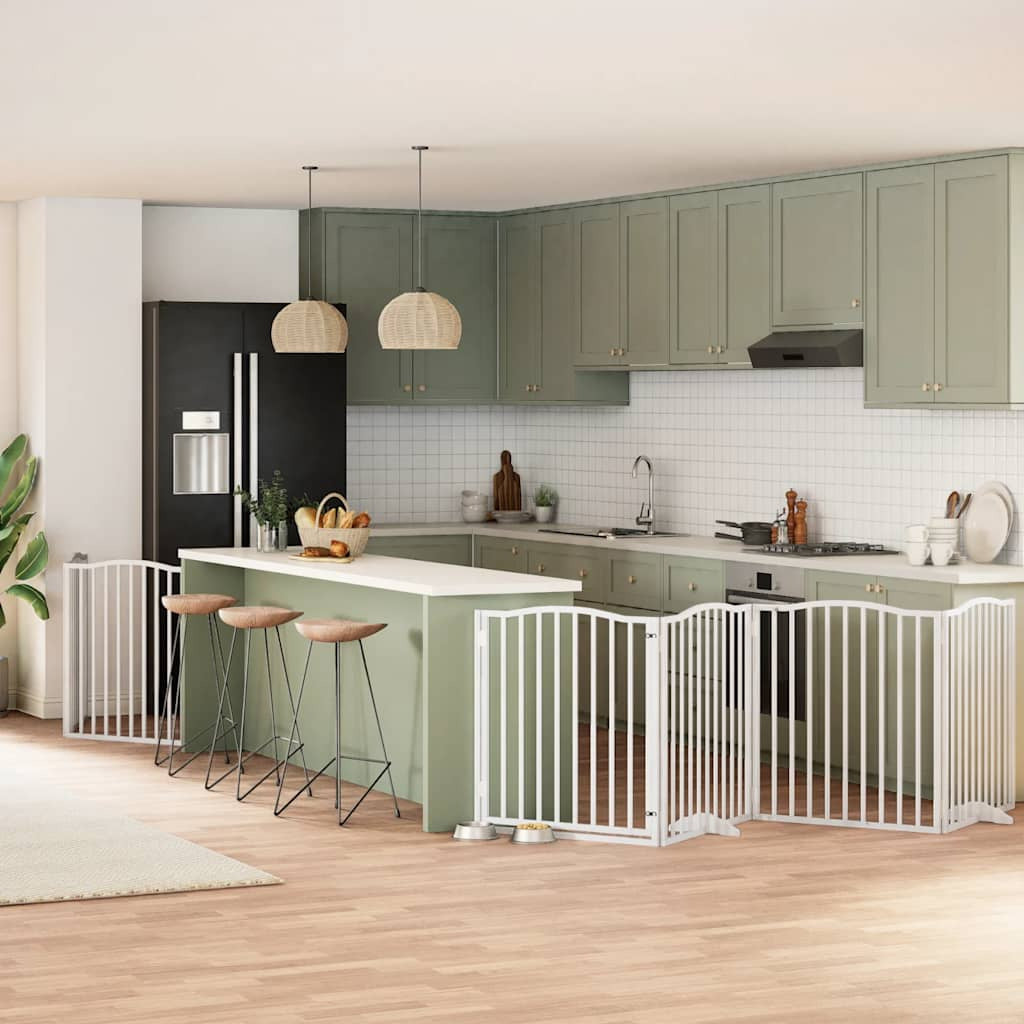 Vidaxl Puerta De Perros Plegable 6 Paneles Madera Álamo Blanca 480 Cm_1
