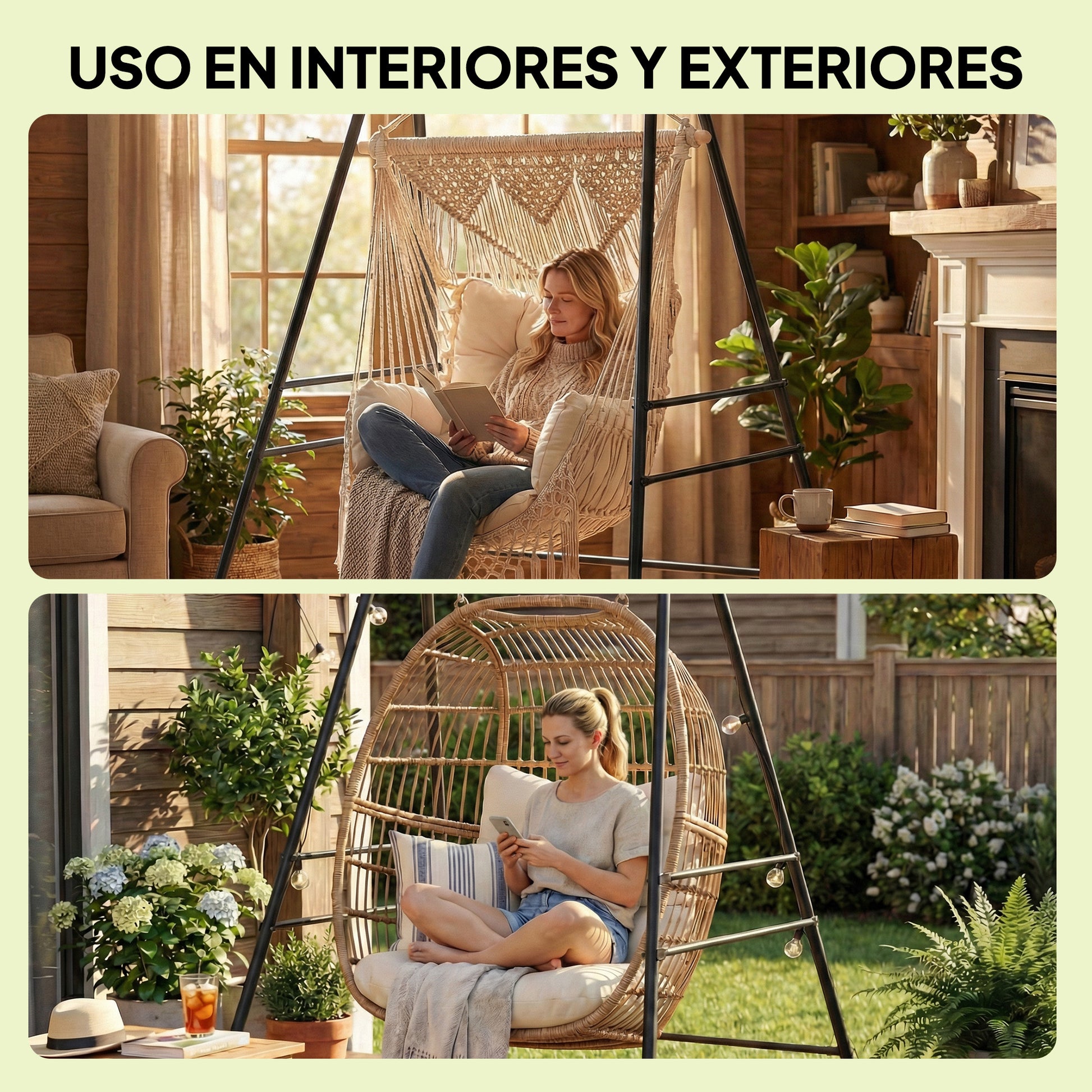 Outsunny Soporte Para Silla Colgante Y Hamaca 183 Cm Estructura De Acero Negro_5