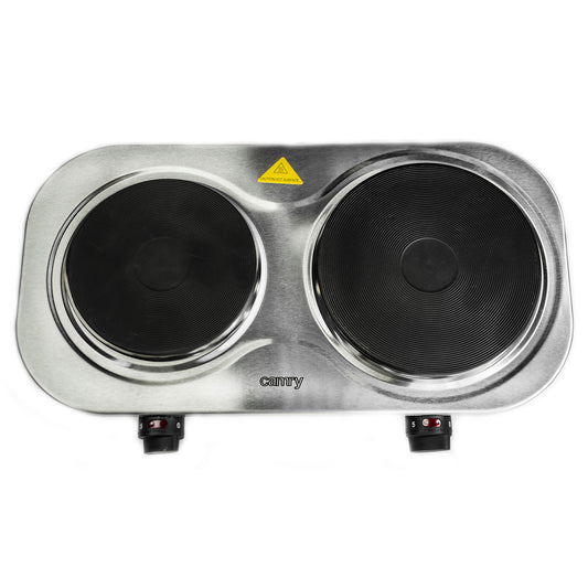 Hornillo Eléctrico Doble, Zona Cocinado 18,5 - 15.5 Cm, 2 Termostatos Regulación Continua Camry Cr6511 Plata_0