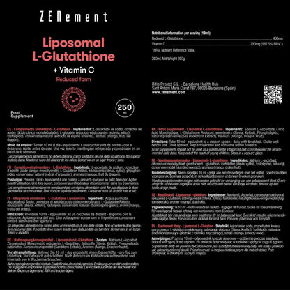 L-Glutatión + Vitamina C Liposomados Zenement, 250 ml