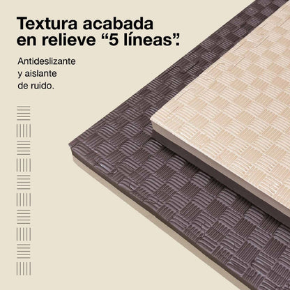 Tatami Puzzle 4cm 100x100cm, Pack 4 Unidades – Superficie 5 Líneas Marrón/beige Jowy_3
