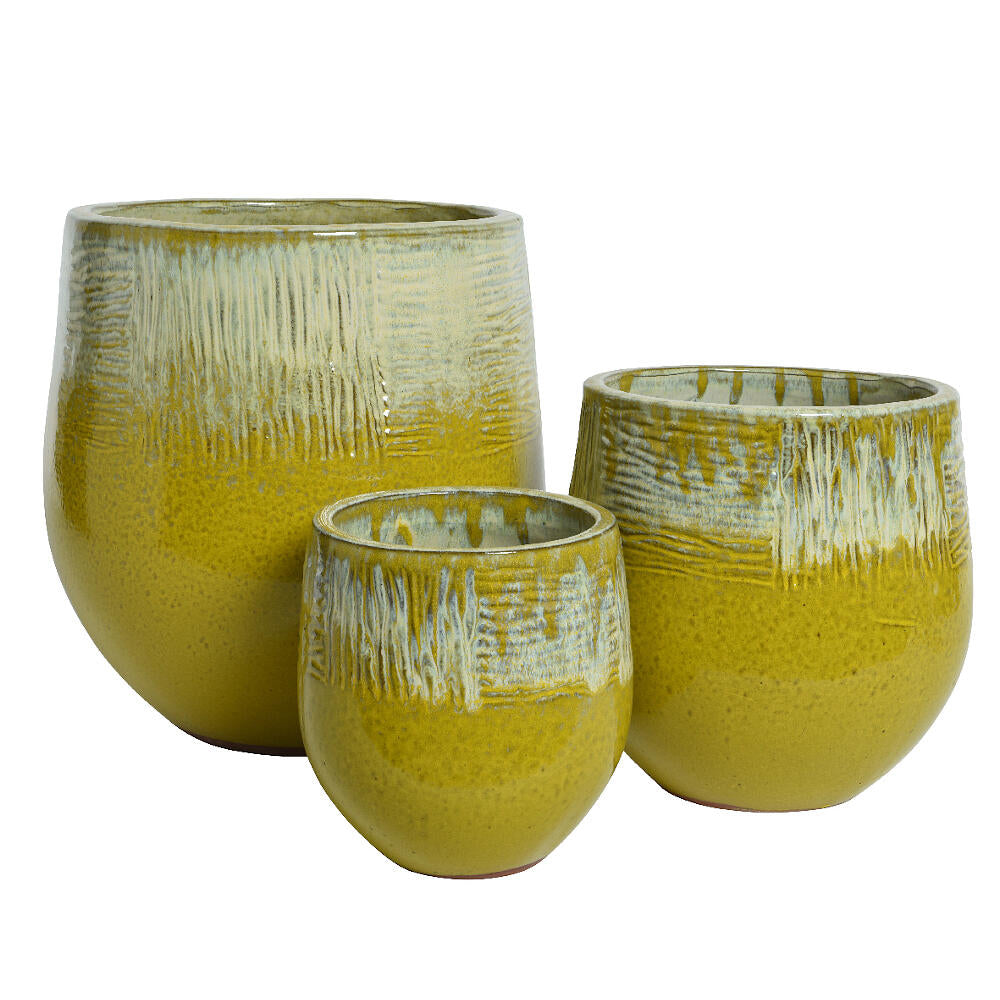 Macetero Terracota Red Blanco Y Amarillo 30.50cm_0