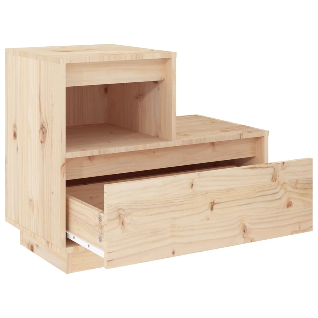 Mesita De Noche Madera Maciza De Pino 60x34x51 Cm_3