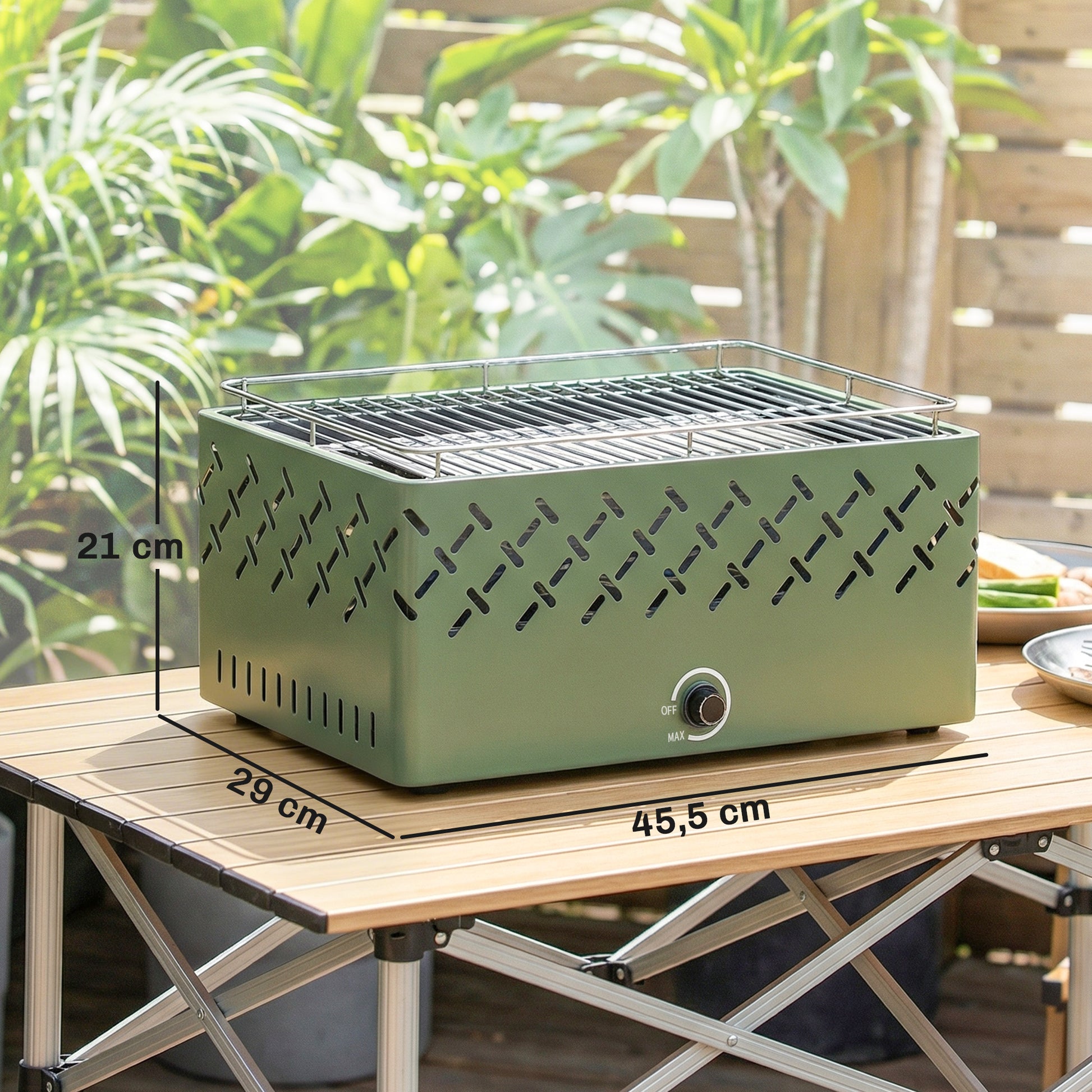 Outsunny Barbacoa De Carbón Con Ventilador Integrado 45,5x29x21 Cm Verde Claro_2