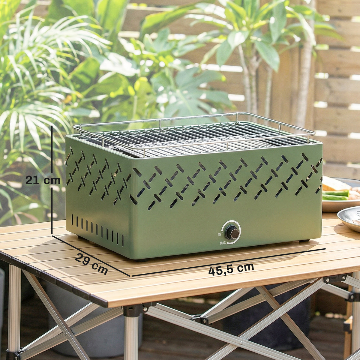Outsunny Barbacoa De Carbón Con Ventilador Integrado 45,5x29x21 Cm Verde Claro_2