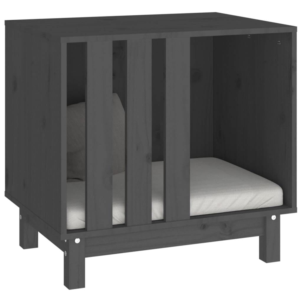 Vidaxl Caseta Para Perros Madera Maciza De Pino Gris 60x45x57 Cm_3