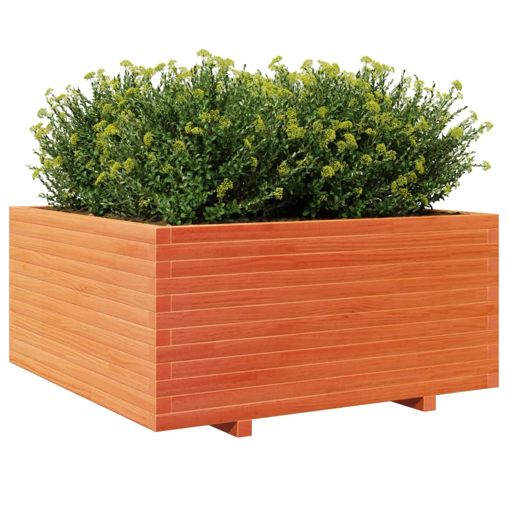 Jardinera Madera Maciza De Pino Marrón Cera 100x100x49,5 Cm_3