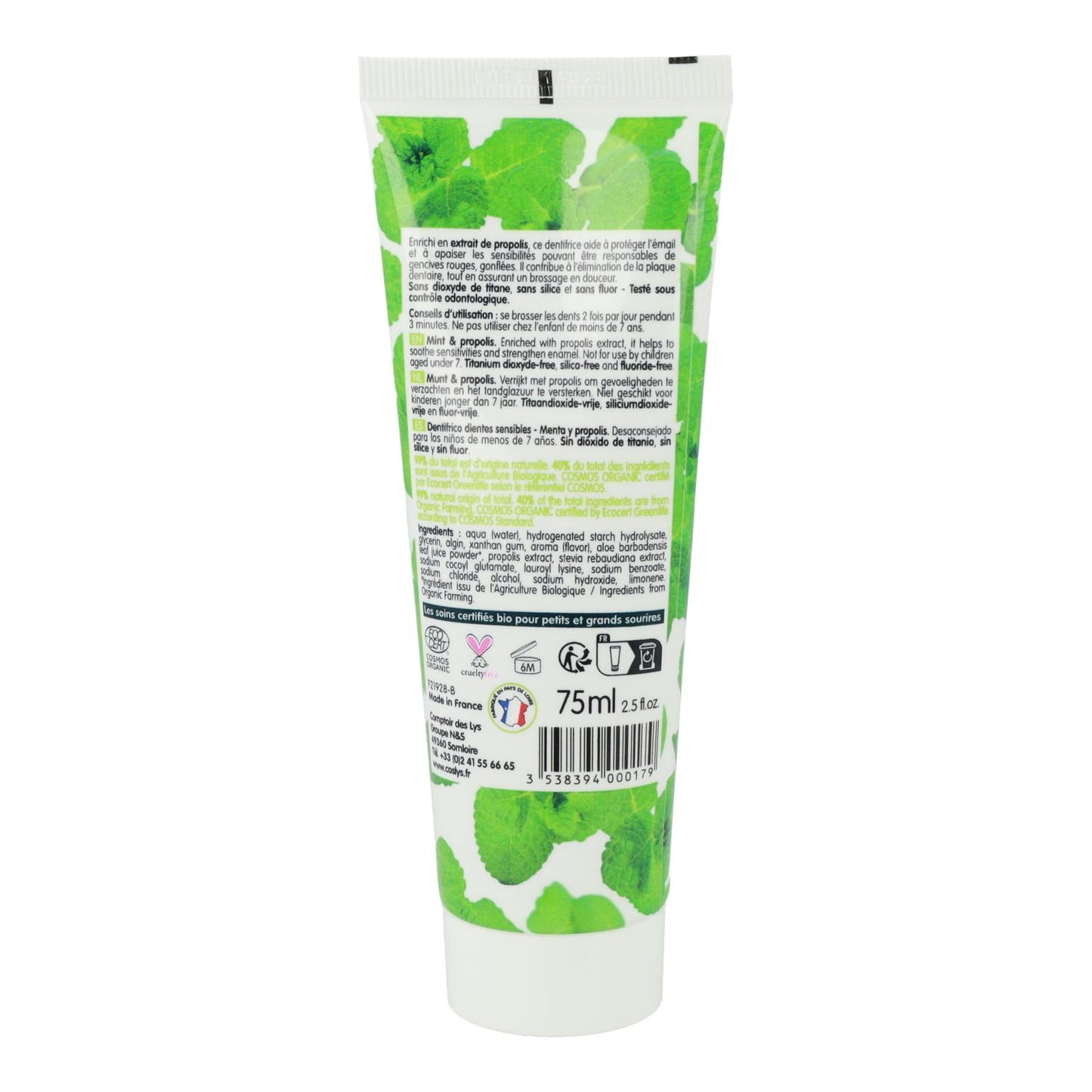 Gel dentífrico para dientes y encías sensibles Coslys 75 ml