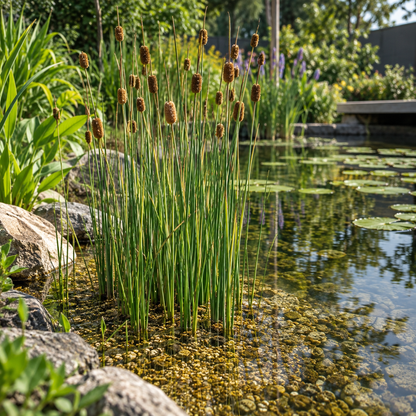 Espadaña Enana Typha Minima Planta Estanque - Set 4 Plantas Con Cesta Sustrato_1