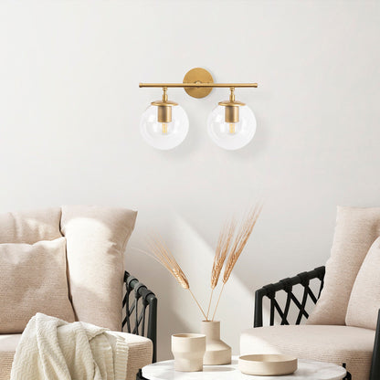 Aplique De Pared, Recto 2 Transparente, Metal , Oro Brillante, 36x24x16, Casquillo 2 X E14 Max 40 W_4