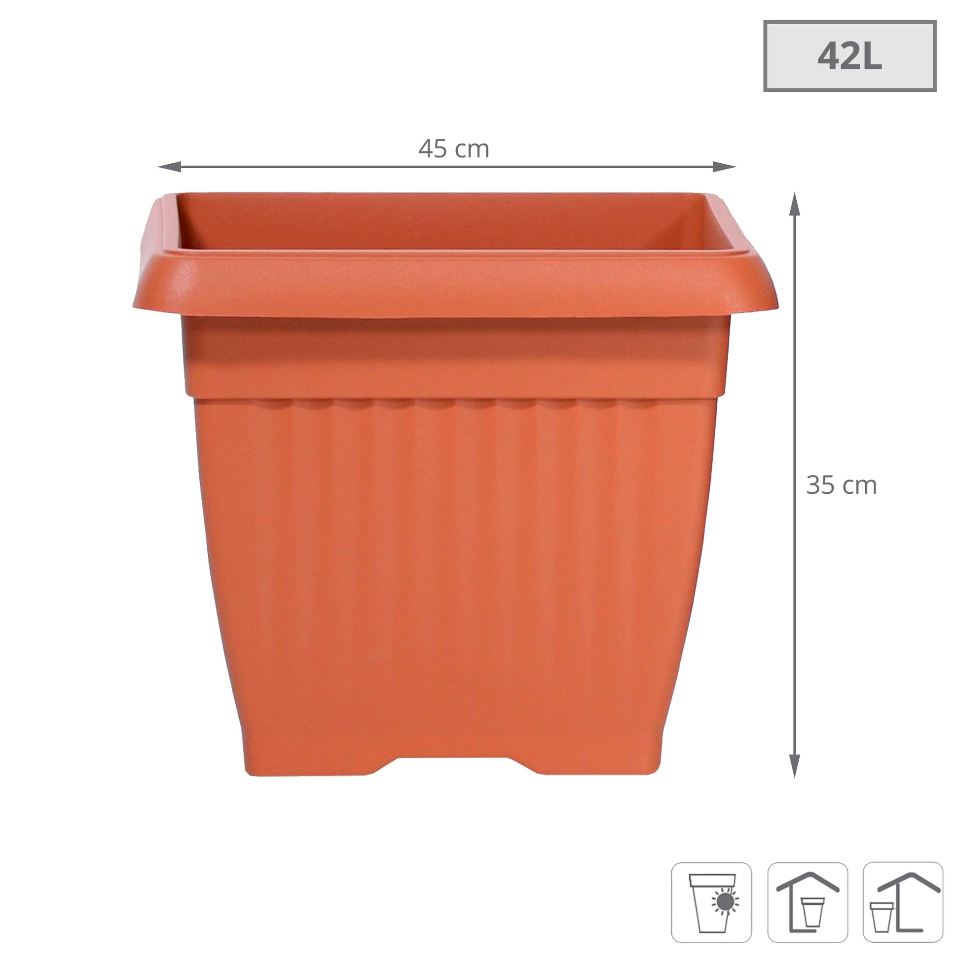 Maceta Terra 42l., Dimensiones (mm) 450x450x350, Color Terracota_2