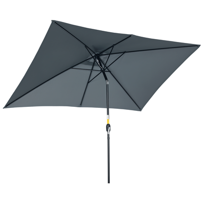 Outsunny Sombrilla Jardín Aluminio 200x300x253 Cm Inclinable Con Manivela Gris_0