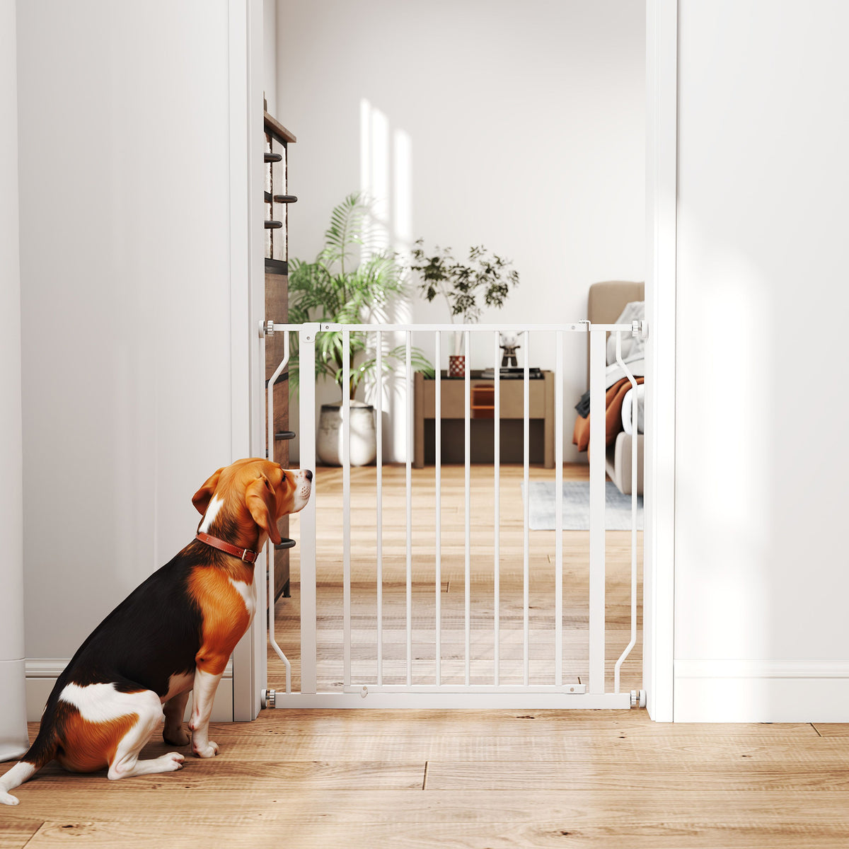 Pawhut Barrera De Seguridad Para Puertas Y Escaleras 75-85x76 Cm Blanco_4
