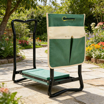 Outsunny Taburete De Jardín Plegable 2 En 1 Con Almohadilla De Espuma Y Bolsa_1