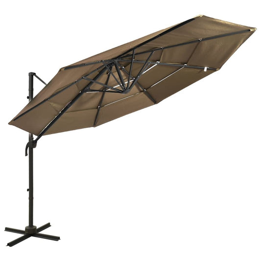 Vidaxl Sombrilla Jardín De 4 Niveles Con Palo De Aluminio Taupe 3x3 Cm_0