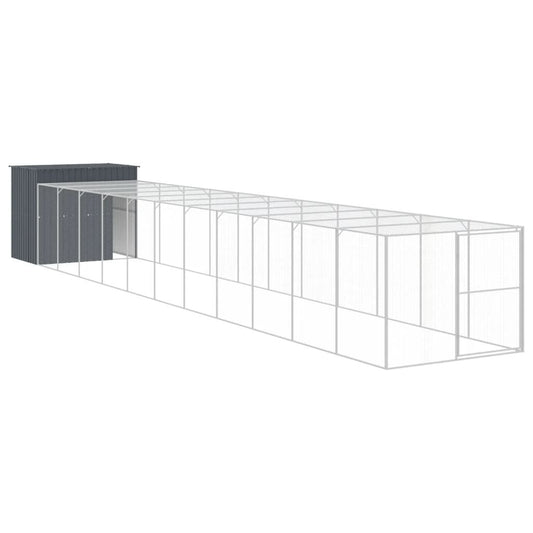 Vidaxl Caseta Perros Con Corral Acero Galvanizado Gris 214x1273x181 Cm_0