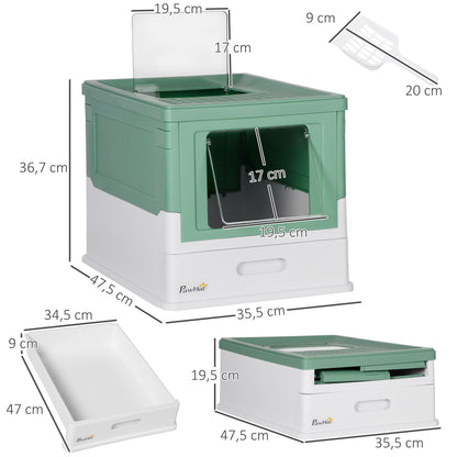 Pawhut Caja Arena Plegable Para Gatos Con Cubierta Desmontable 47,5x35,5x36,7 Cm_2