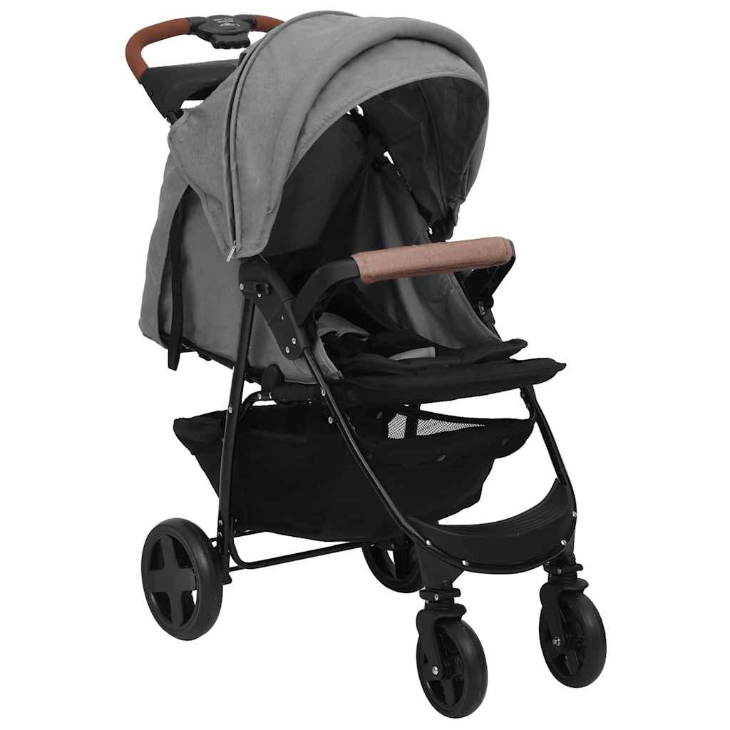 Vidaxl Carrito De Bebés 3 En 1 De Acero Gris Claro_1