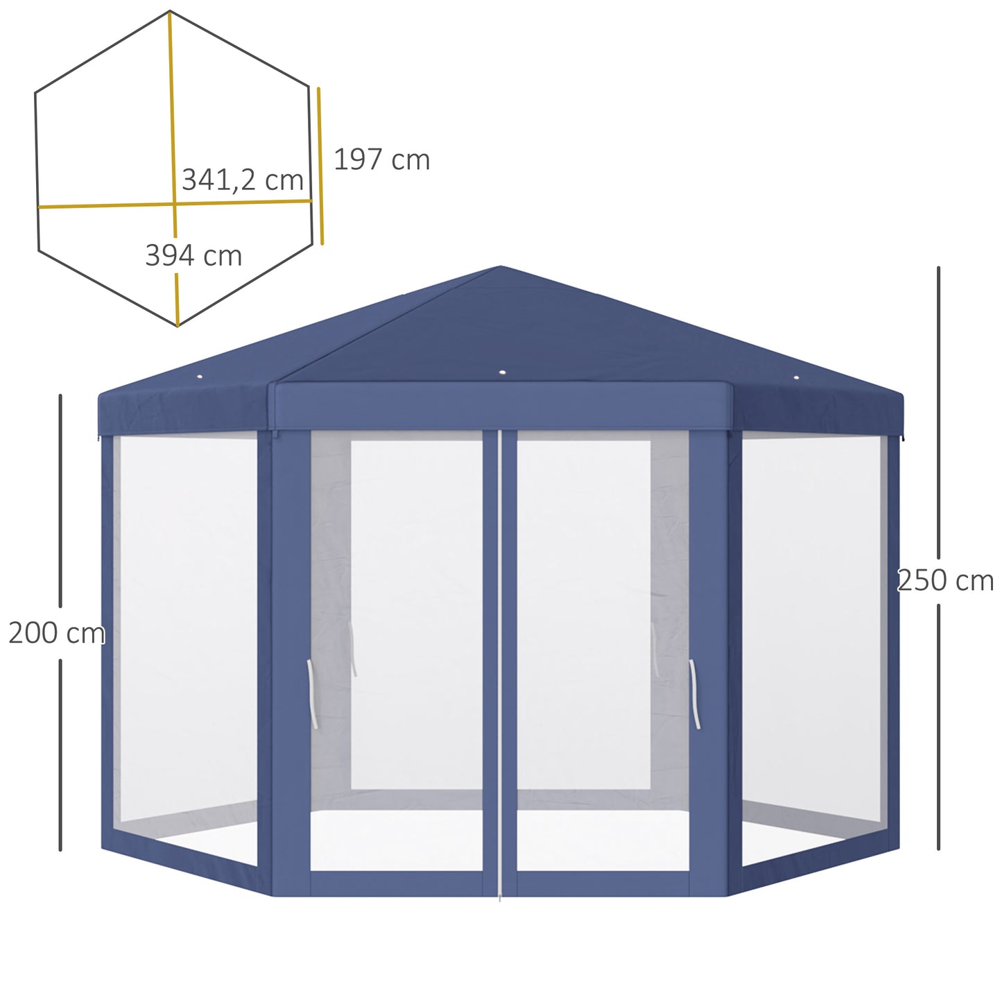 Outsunny Carpa Jardín Cenador Hexágonal Pabellón Gazebo Con Mosquitera 3 Color_2