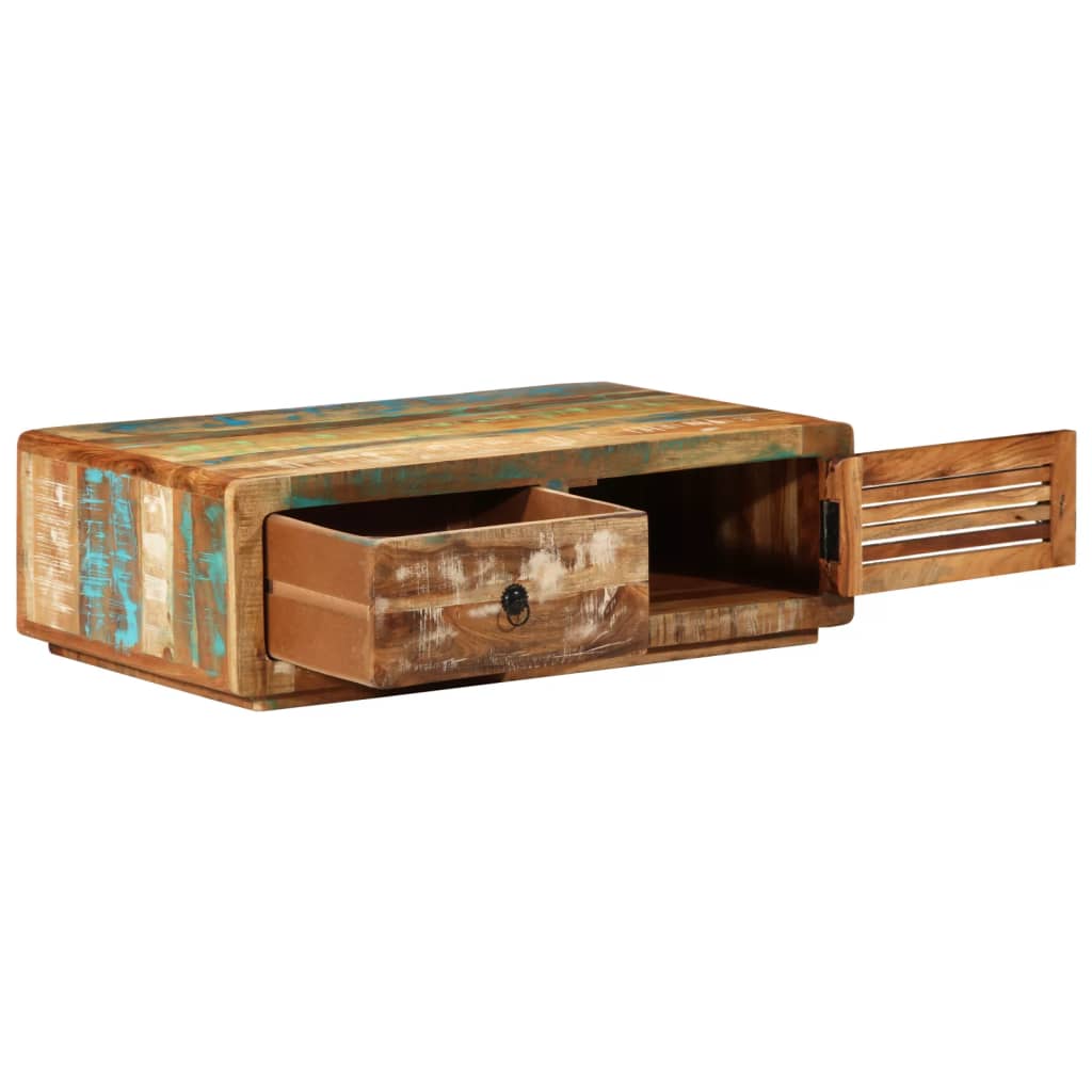 Mesa De Centro De Madera Maciza Reciclada 89x55x29 Cm_3