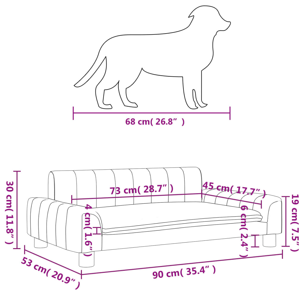 Cama Para Perros De Tela Negra 90x53x30 Cm / Vetonek_1