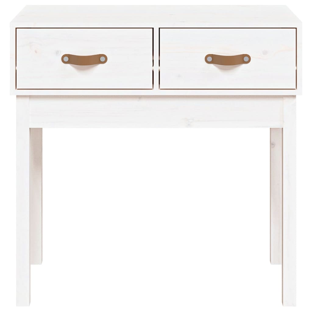 Mesa Consola De Madera Maciza De Pino Blanco 76,5x40x75 Cm_1