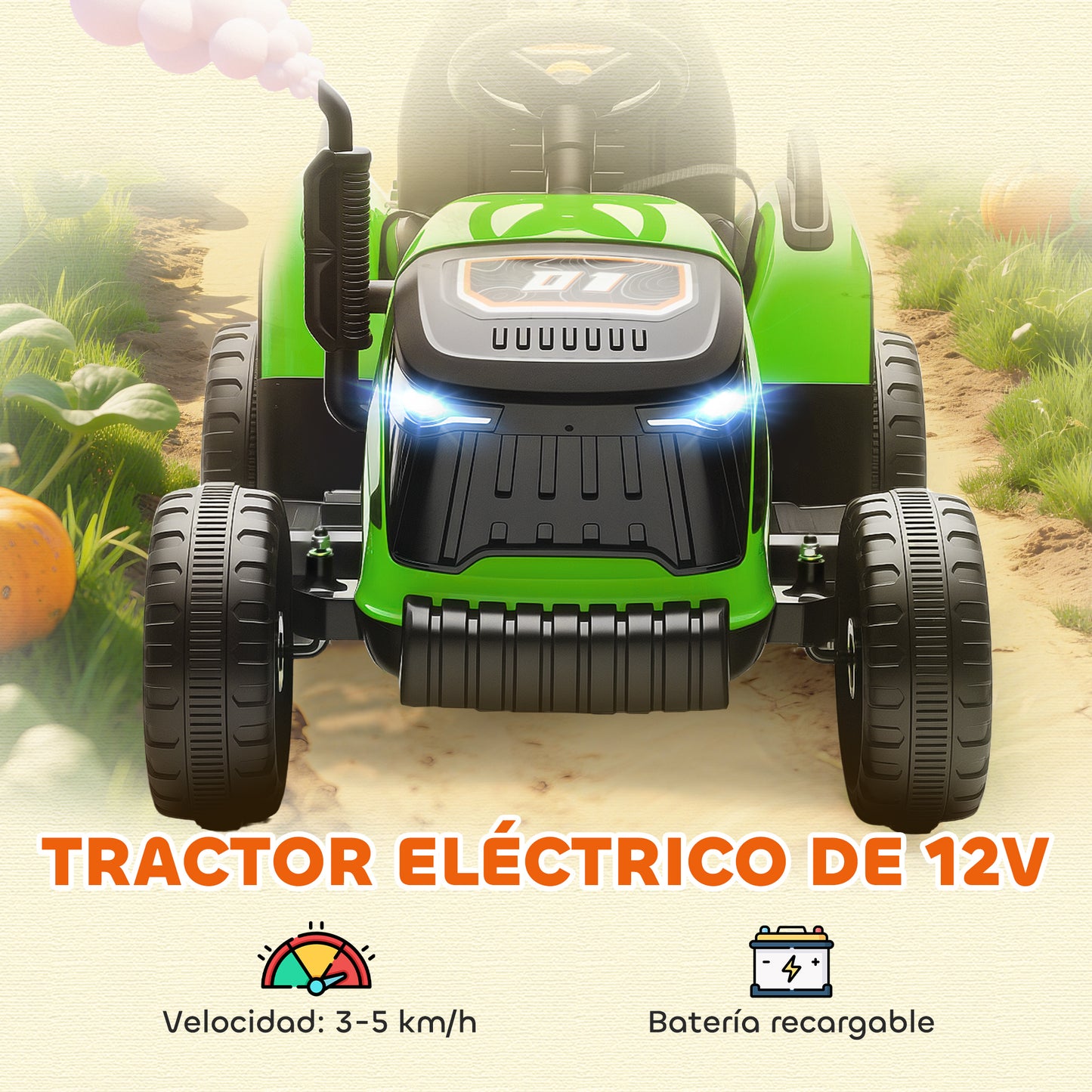 Aiyaplay Tractor Eléctrico Para Niños Con Remolque Desmontable_3