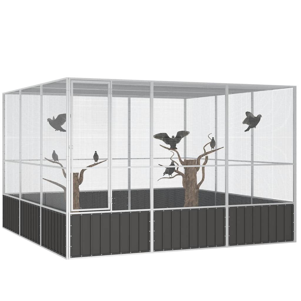 Vidaxl Jaula Pájaros Acero Galvanizado Antracita 302,5x324,5x211,5 Cm_1