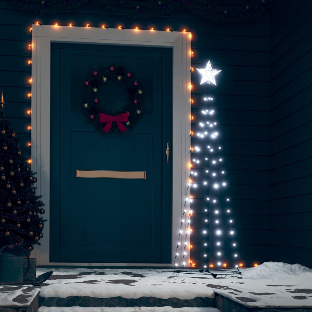 Vidaxl Árbol De Navidad Cónico 84 Led Blanco Frío 50x150 Cm_1