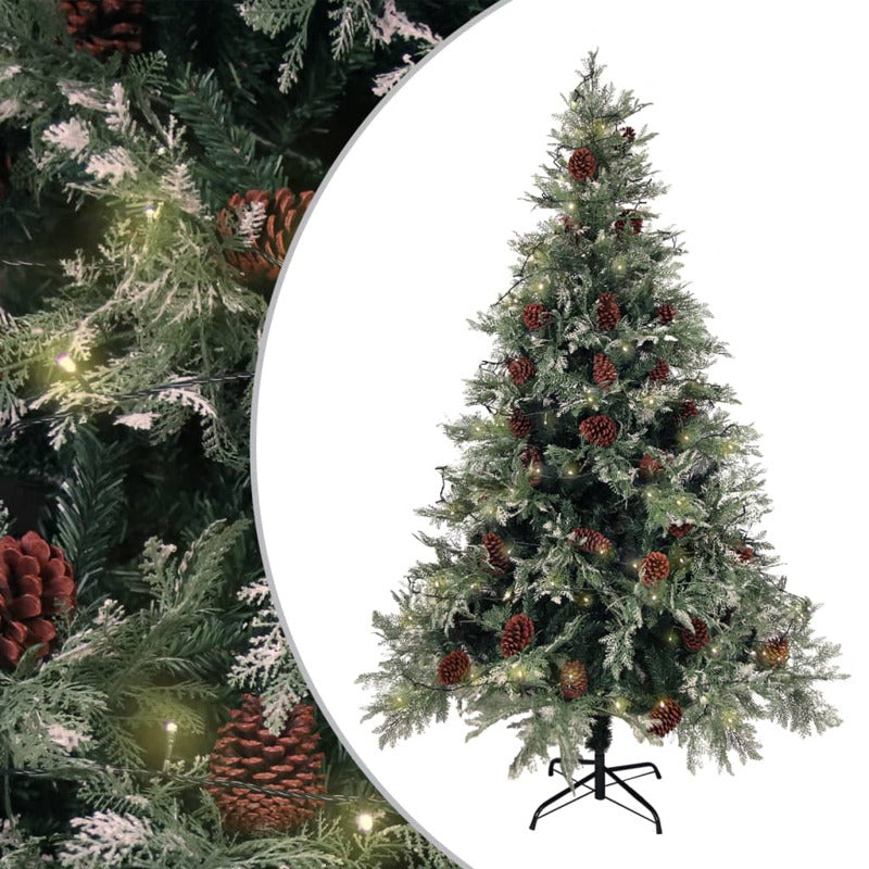 Vidaxl Árbol De Navidad Con Luces Y Piñas Pvc Pe Verde 120 Cm_0