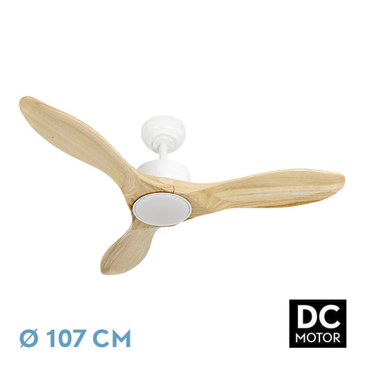 Ventilador Dc Segre 24w Blanco 3 Aspas Haya 6vel. 107d 2424lm 3000k-6500k C/remoto, Timer, Reg. Intensidad, Mem._0