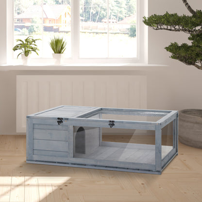 Pawhut Casa Para Tortugas Con Techo De Malla Y Pestillo De Seguridad Gris_1