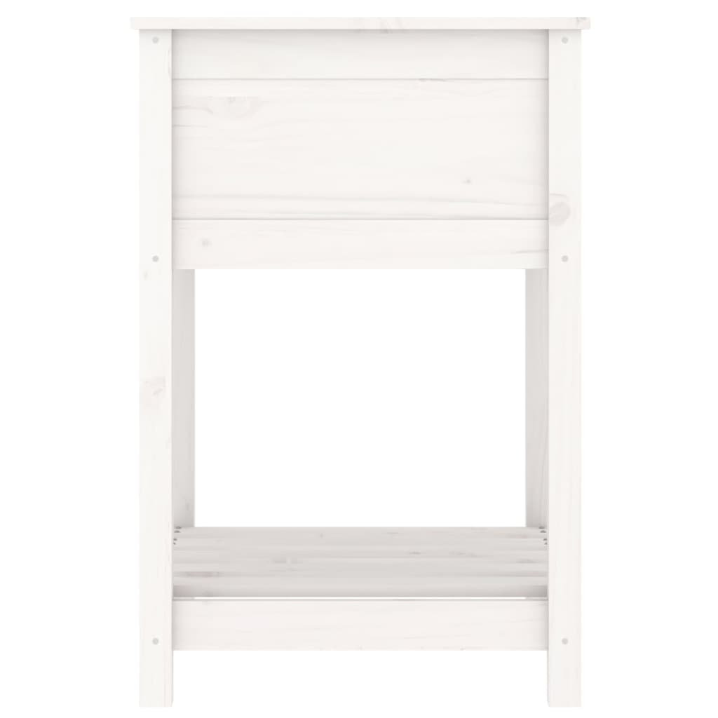 Jardinera Con Estante Madera Maciza De Pino Blanco 54x54x81 Cm_5
