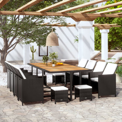 Vidaxl Set Comedor De Jardín 13 Pzas Ratán Sintético Y Madera Negro_1