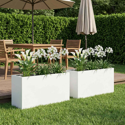Macetero De Jardín 2 Uds. Blanco 80 X 30 X 50 Cm_1