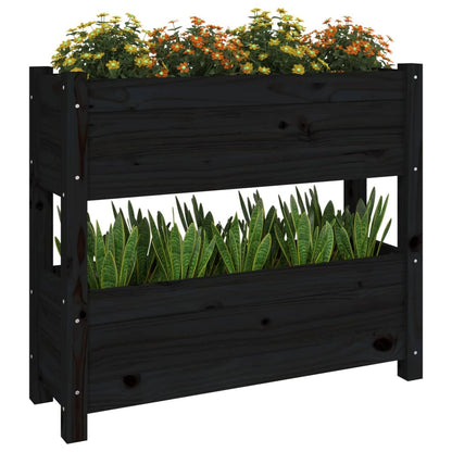 Jardinera De Madera Maciza De Pino Negro 77x25x66 Cm_3