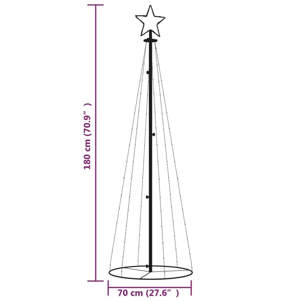 Vidaxl Árbol De Navidad Cónico 108 Led Azul 70x180 Cm_2