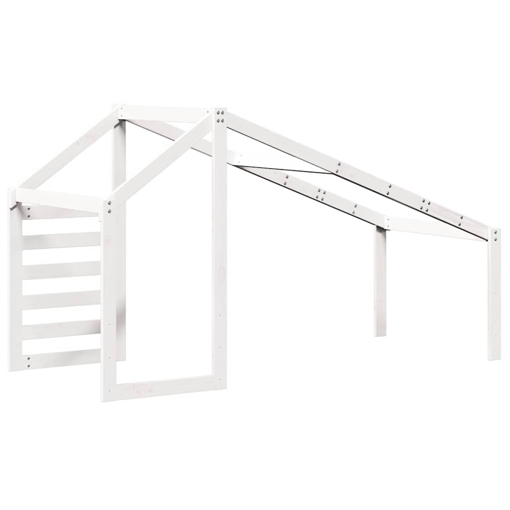 Techo De Cama Infantil Madera Maciza Pino Blanco 198x97x113 Cm_5