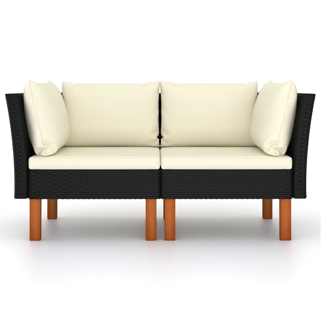 Vidaxl Sofás De Esquina 2 Uds Ratán Sintético Y Madera De Eucalipto_1