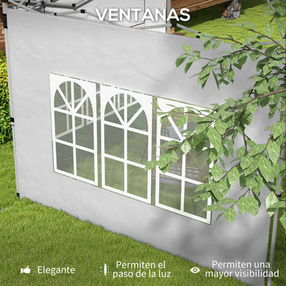 Outsunny Paredes Laterales Para Carpa De 2 Paneles 295x195 Cm Con Ventana Gris_5