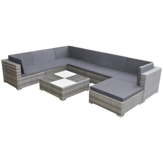 Vidaxl Set De Muebles De Jardín 8 Pzas Y Cojines Ratán Sintético Gris_0