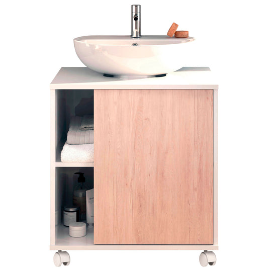 Mueble Baño Bajo Lavabo Pie Armario Auxiliar Para Lavabos Con /sin Pedestal 64x59x45 Almacenaje, Briebe, Esencia, Blanco