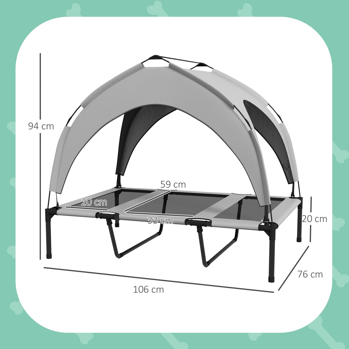 Pawhut Cama Elevada Para Perros Grandes Con Toldo 106x76x94 Cm Gris Claro_2