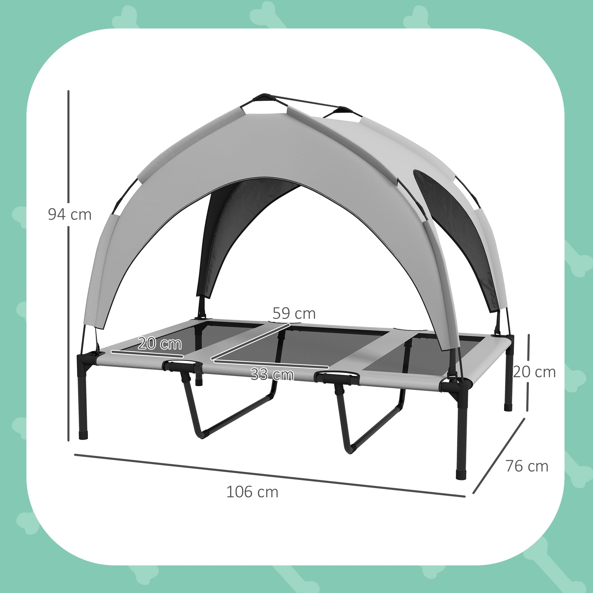 Pawhut Cama Elevada Para Perros Grandes Con Toldo 106x76x94 Cm Gris Claro_2