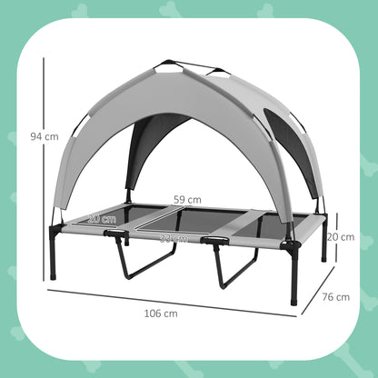 Pawhut Cama Elevada Para Perros Grandes Con Toldo 106x76x94 Cm Gris Claro_2
