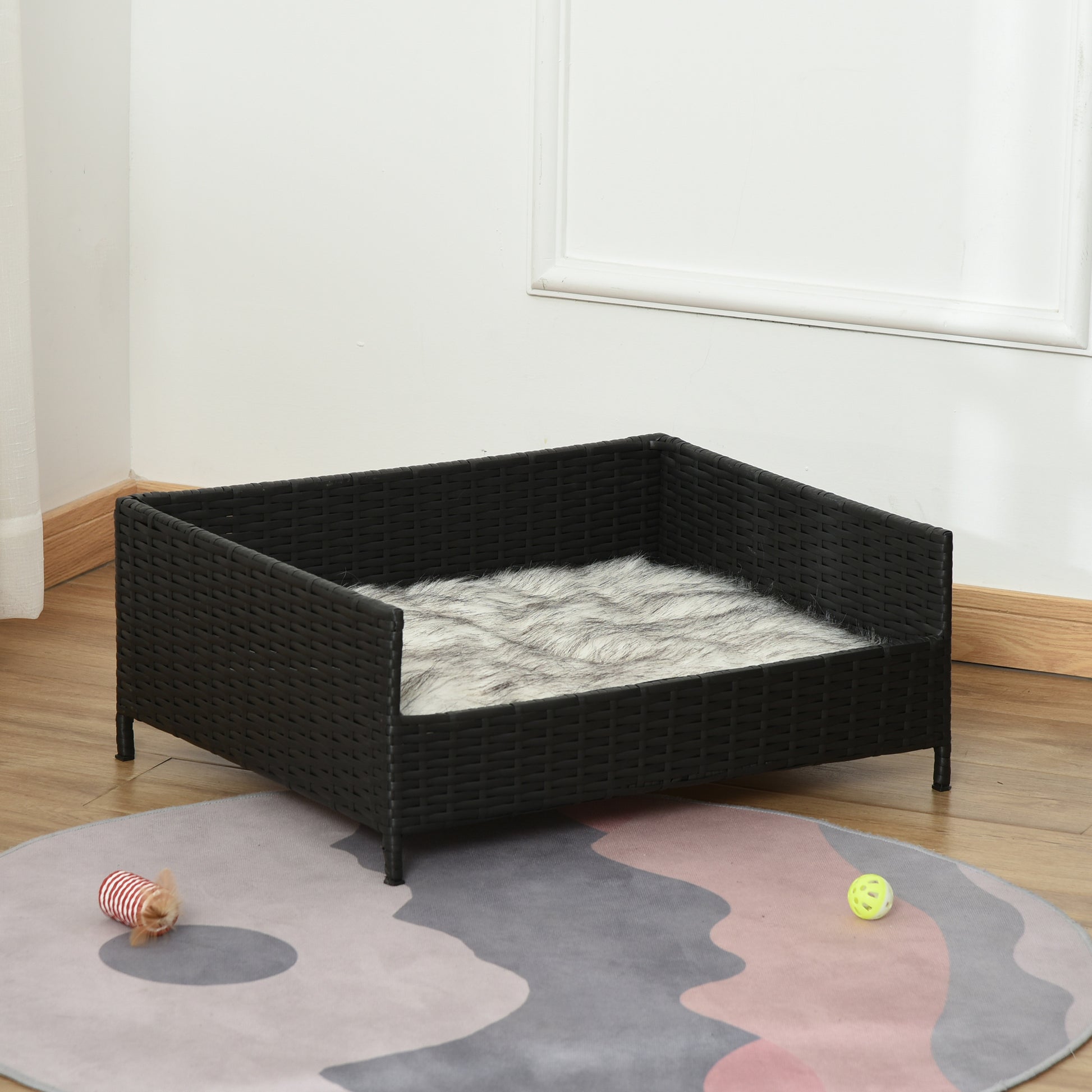 Pawhut Sofá Cama Para Perros De Ratán Pe Cojín Lavable Hogar Interior_3