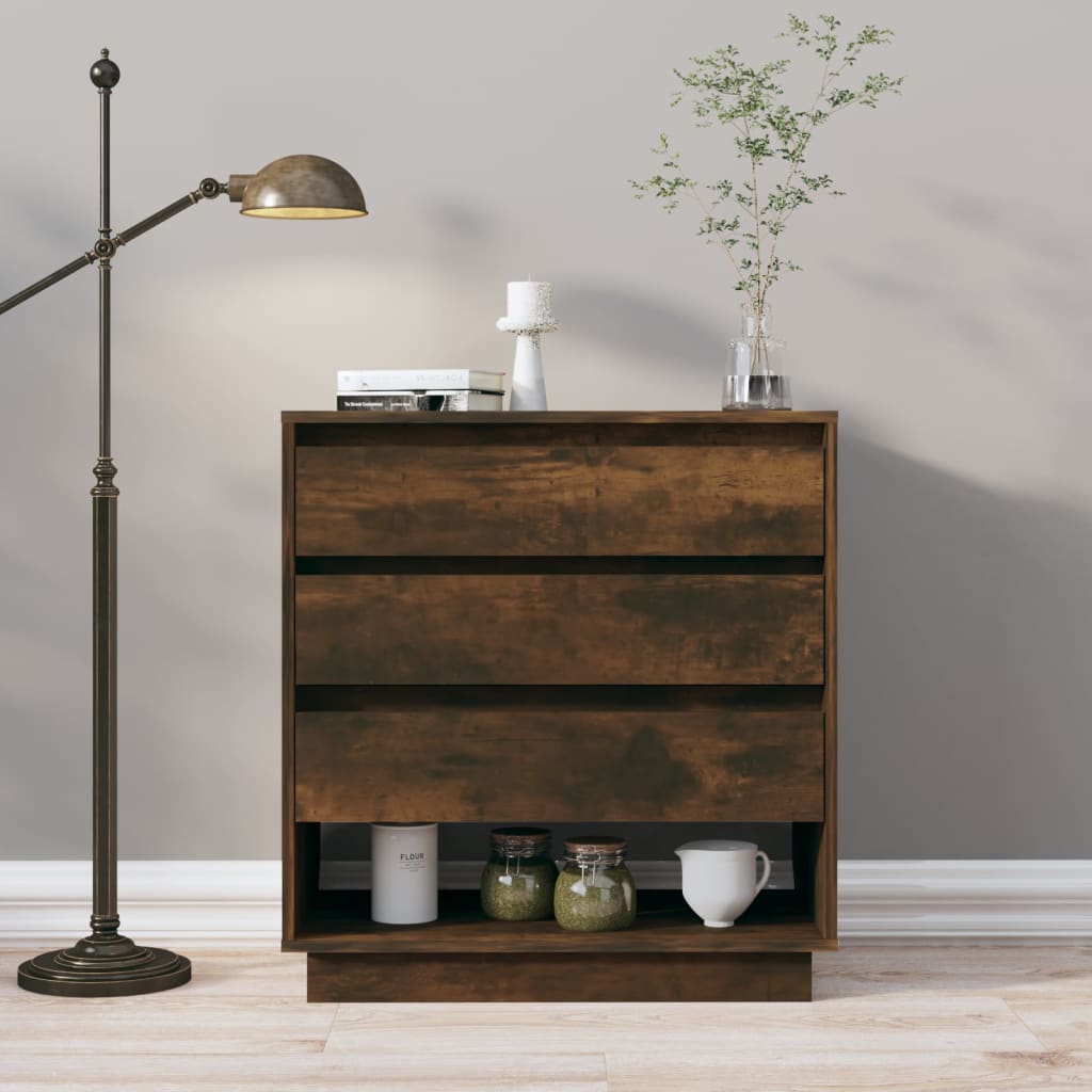 Aparador Madera Contrachapada Color Roble Ahumado 70x41x75 Cm / Vetonek_2