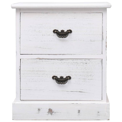 Mesita De Noche Madera De Paulownia Blanco 38x28x45 Cm_0