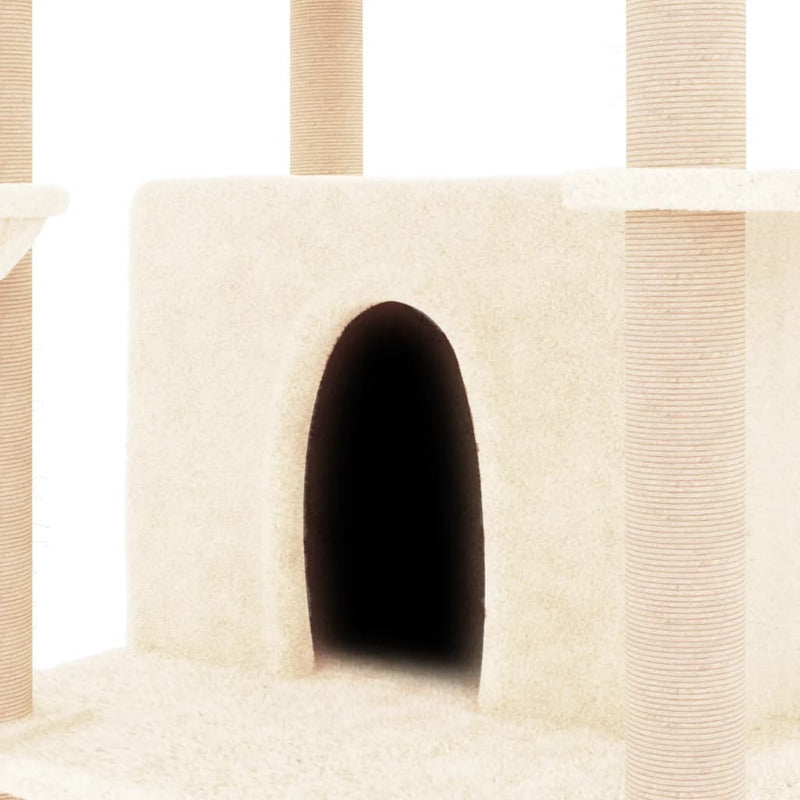 Vidaxl Rascador Para Gatos Con Postes De Sisal Crema 166 Cm_5